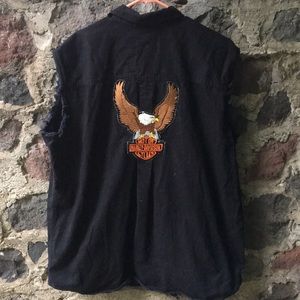 King size 2XL Harley Davidson cut sleeve button up